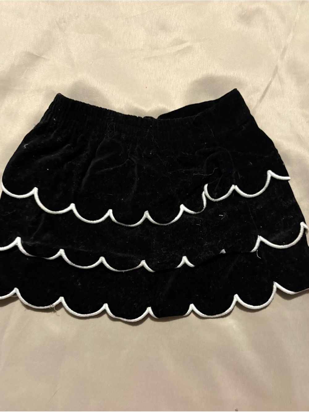 Gymboree Black Velvet Scallop-Trim Skirt with White Piping